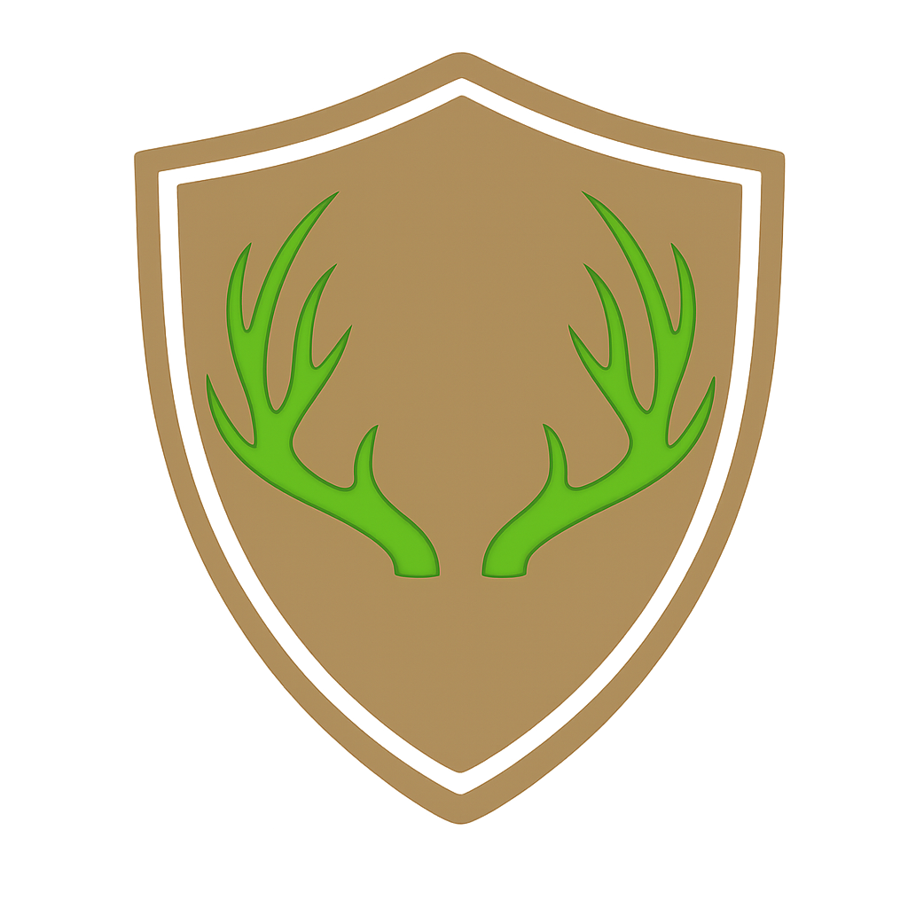 Picture is a stags horns emblazoned on a shield